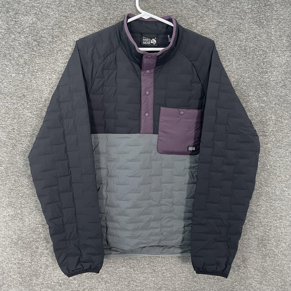 Mountain Hardwear Stretchdown Light Snap Tee Jacket Mens M Black Pullover